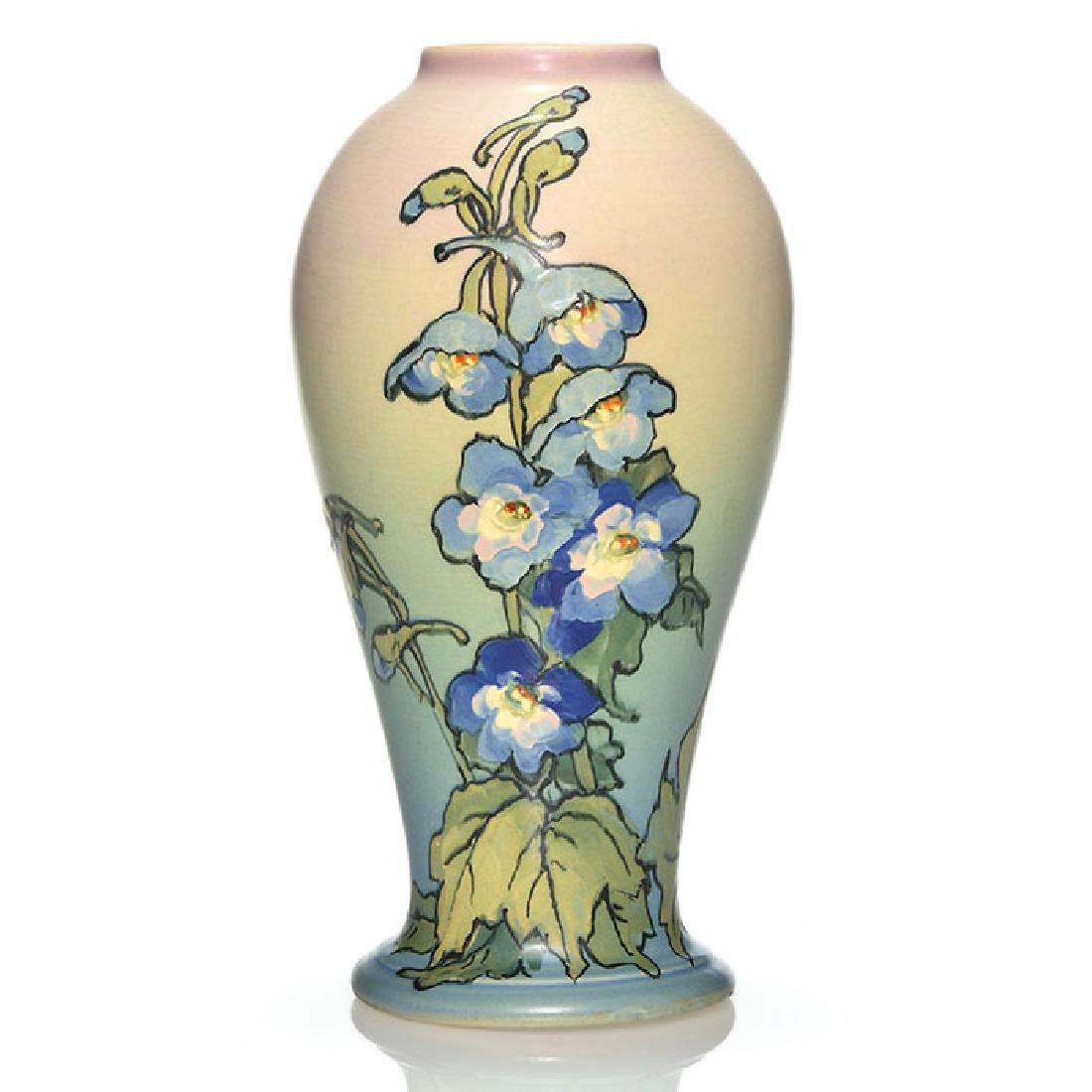 Weller Hudson vase, blue bells, McLaughlin, 11 3/4 (1 of 1)