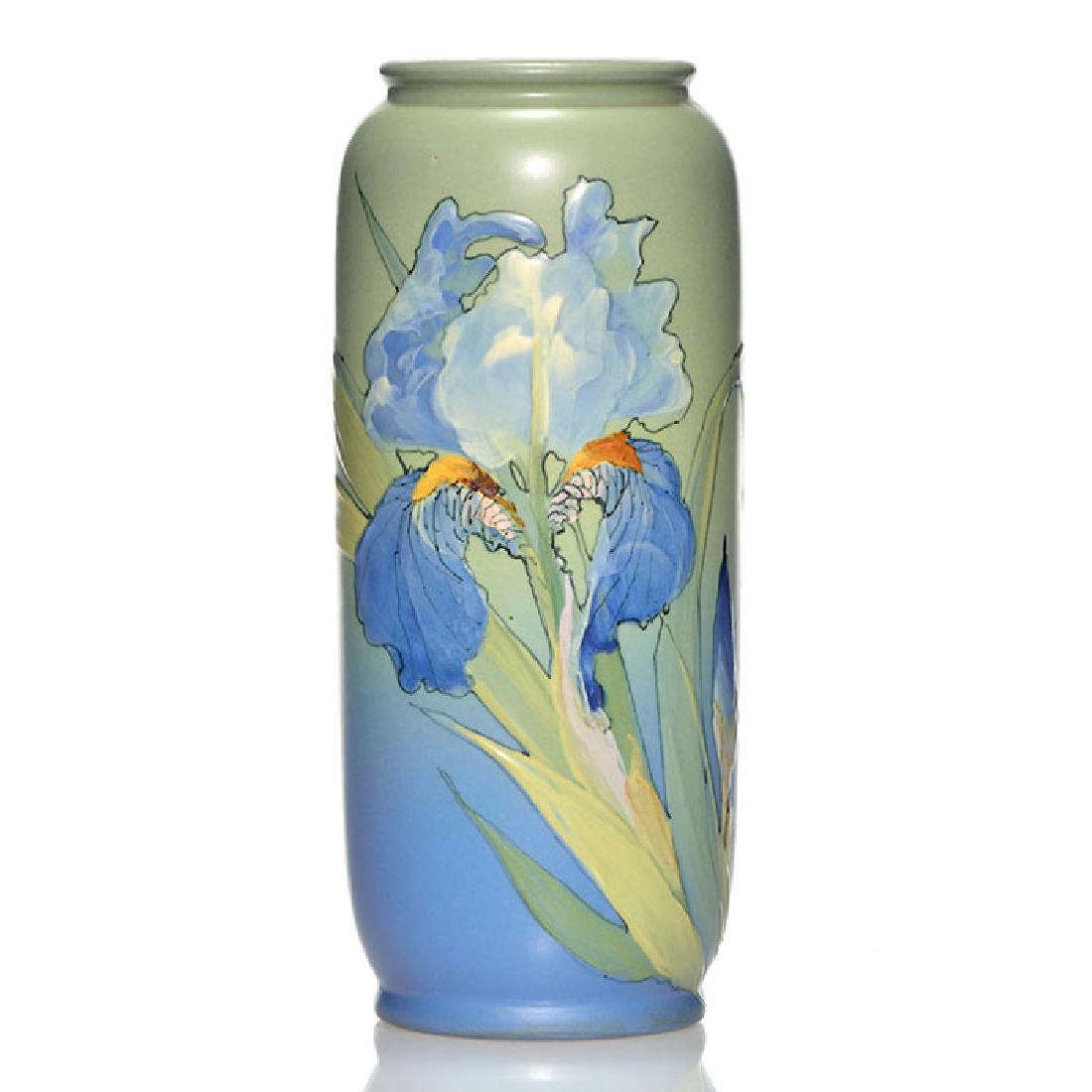 Weller Hudson vase, irises, Mae Timberlake, 9 1/4 (1 of 1)