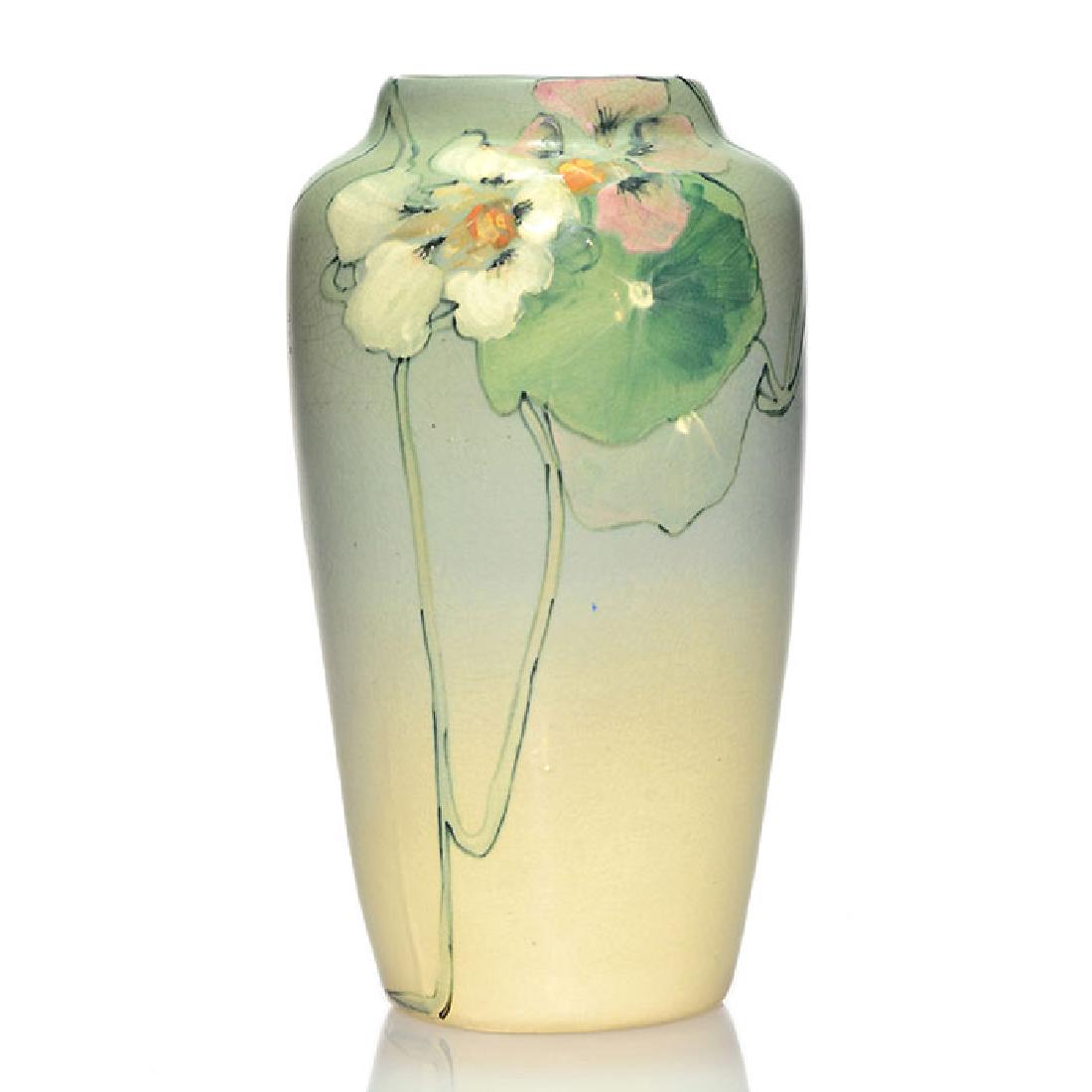 Weller Hudson vase, nasturtiums, McLaughlin, 9 1/4 (1 of 1)