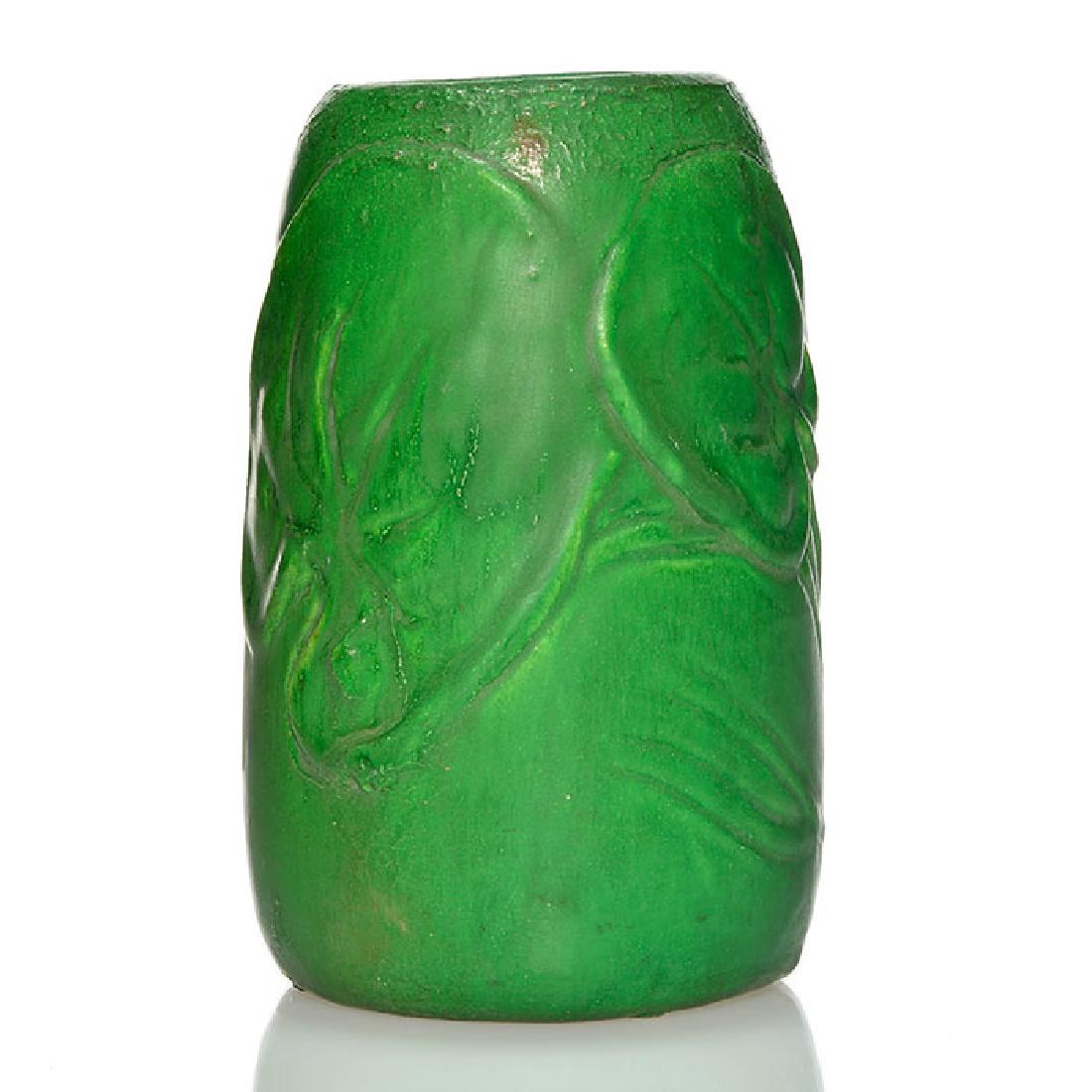 Cambridge green mat vase, lotus pads, 5 3/4 inches (1 of 1)