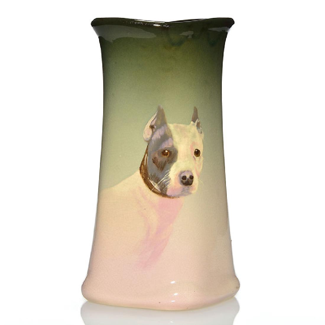 Weller Eocean vase with dog, 10 1/2 inches (1 of 1)