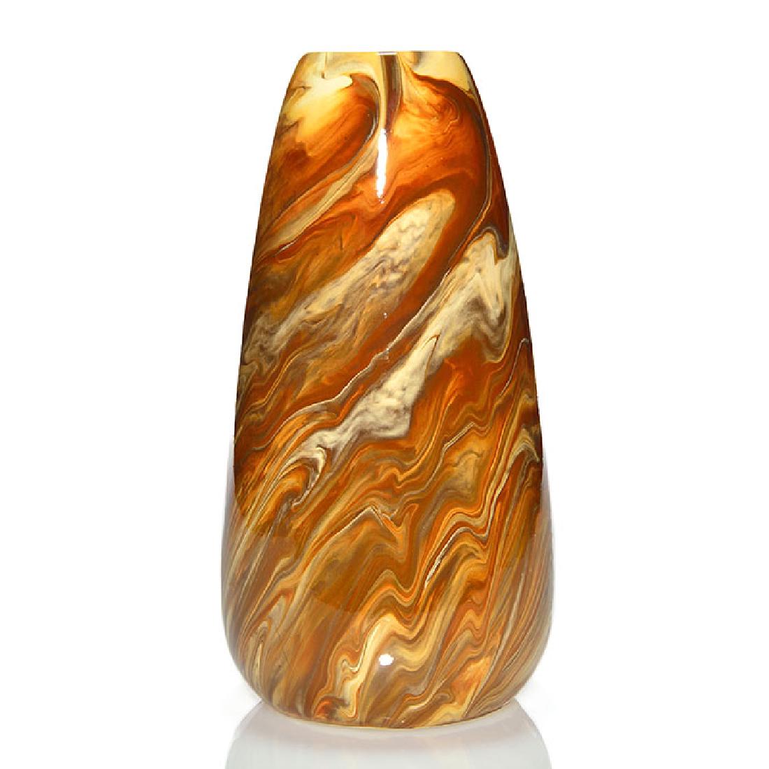 Weller Marbleized vase, rust, chocolate brown, cream, (1 of 2)