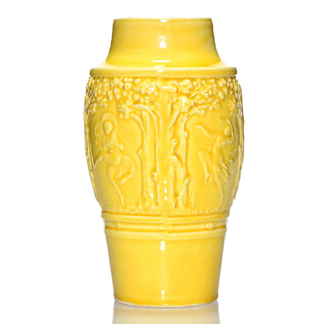 Red Wing high glaze vase, nymphs, 9 1/4 inches. (1 of 1)