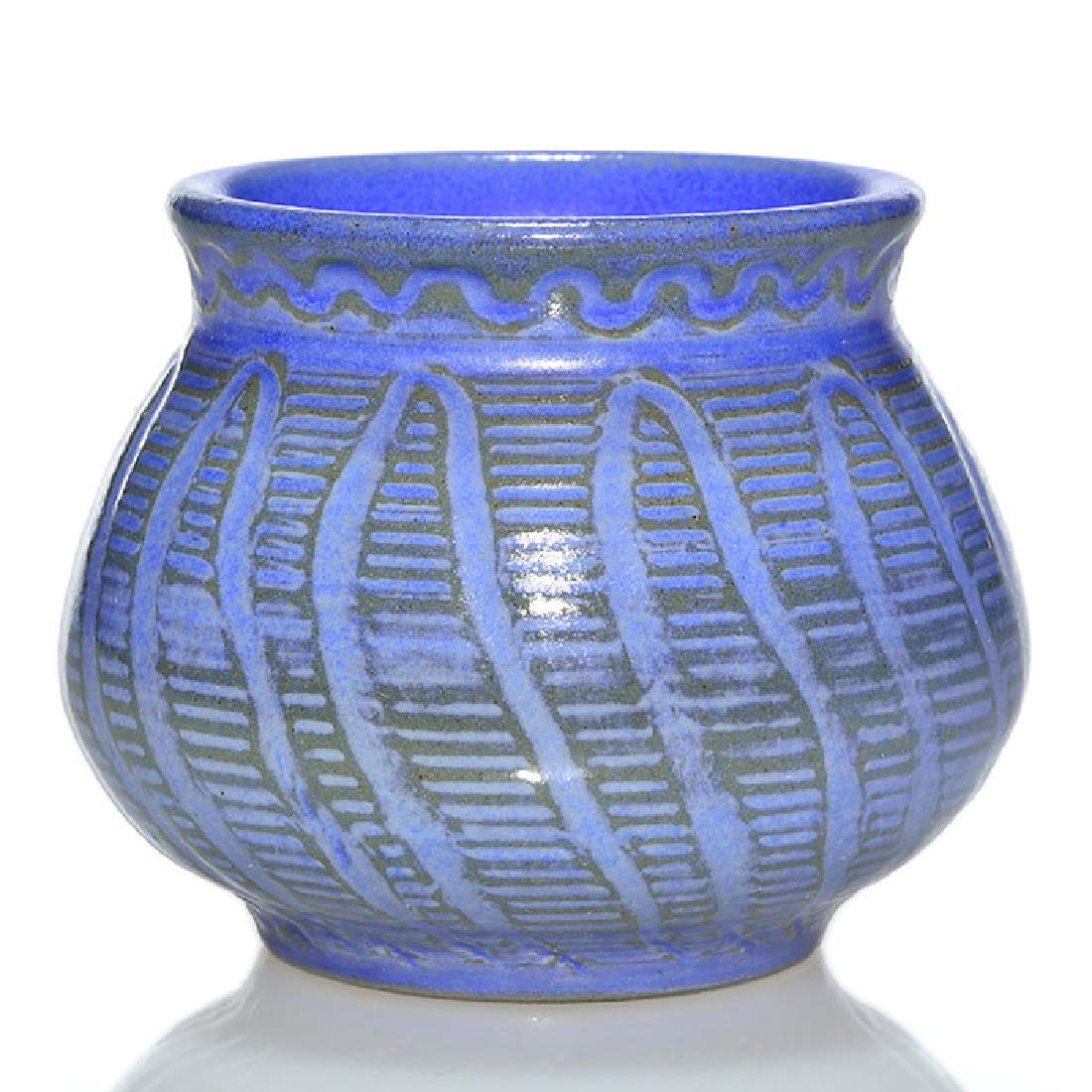 Marblehead mat vase, incised by Arthur Baggs, 2 7/8” (1 of 2)