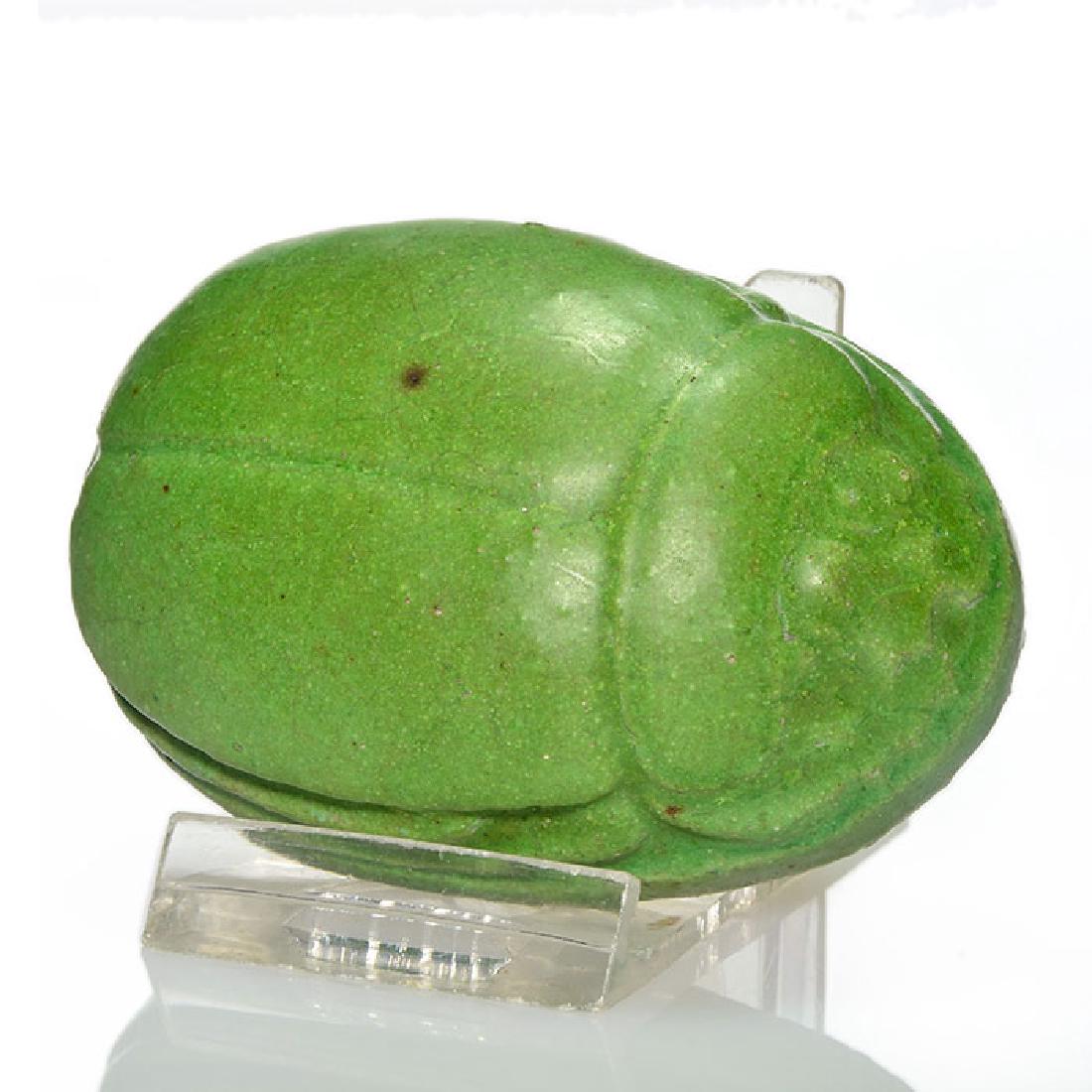 Grueby green mat scarab paperweight, 3 1/8” x 2 1/8” x (1 of 2)