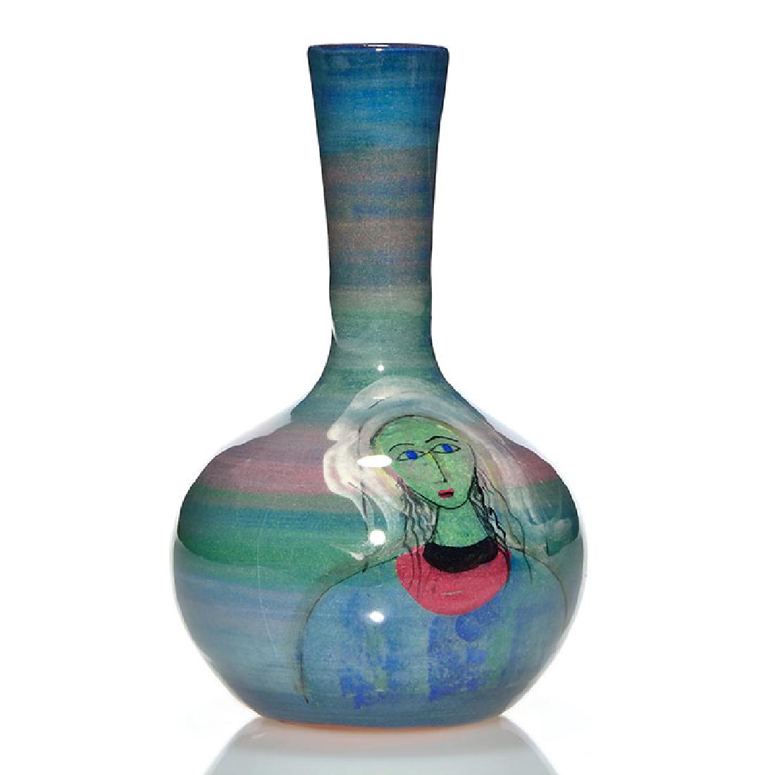 Polia Pillin bud vase, woman and two birds, 5 3/4” (1 of 2)