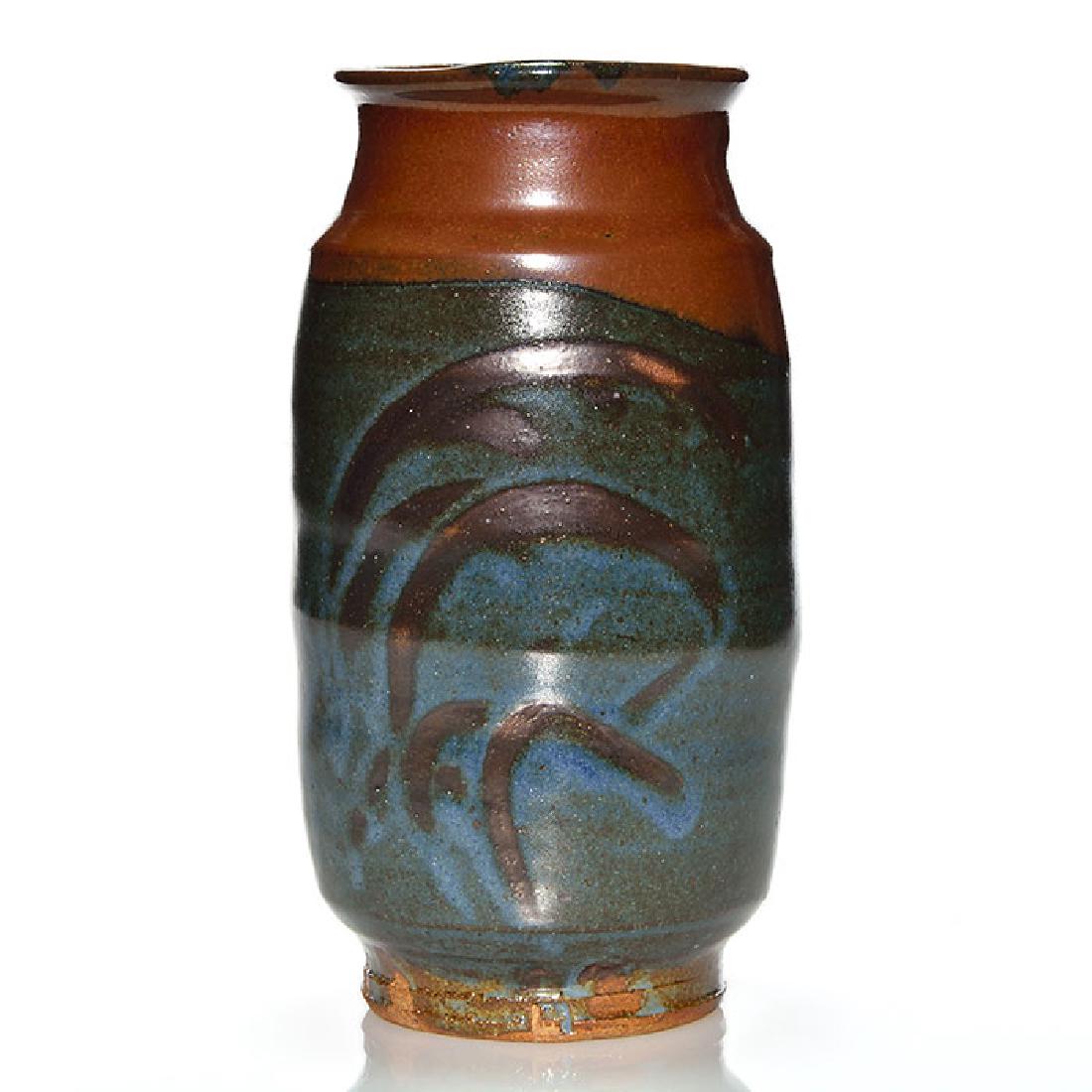 Warren McKenzie vase, free flow designs, 10”, marked (1 of 1)