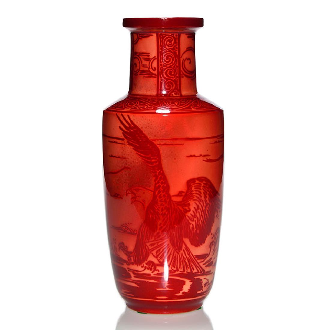 Bernard Moore Flambe’ vase, bear, sea eagle, 12 1/4” (1 of 3)