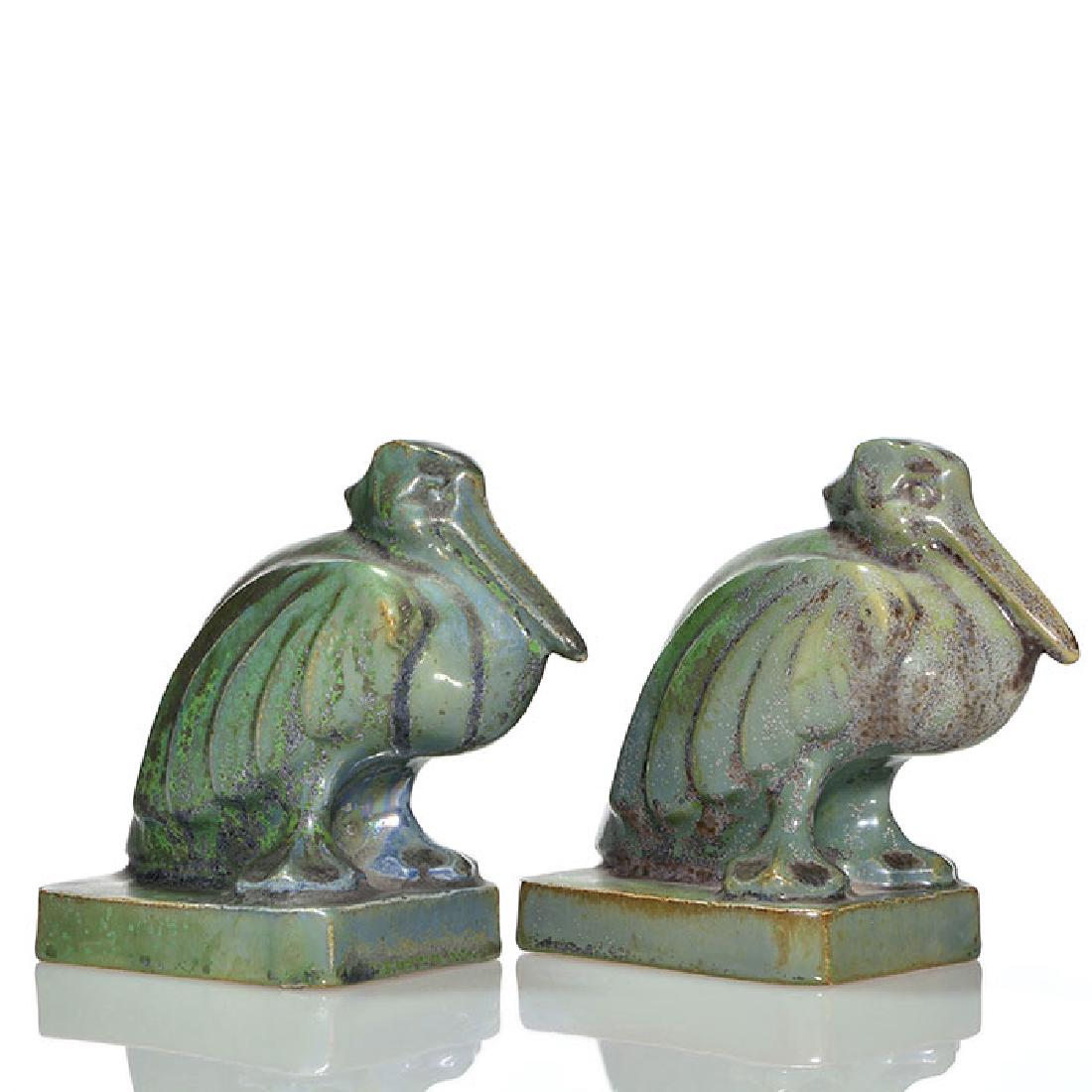 Pr Guerin Pottery Art Deco pelican bookends, gray (1 of 1)