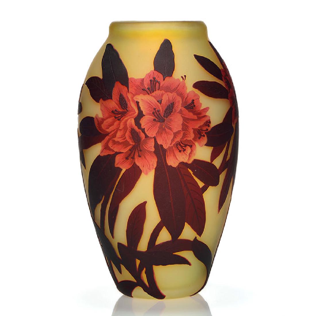 Muller Fres Luneville cameo vase, rhododendrons, 10 (1 of 2)