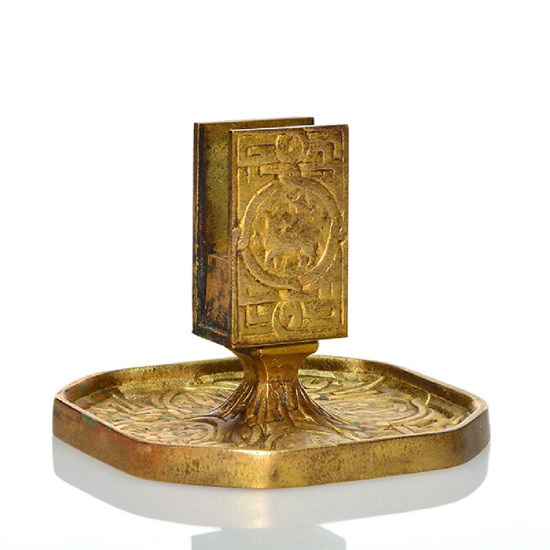 Tiffany Zodiac gold dore match holder on tray, 3 1/2 X (1 of 1)