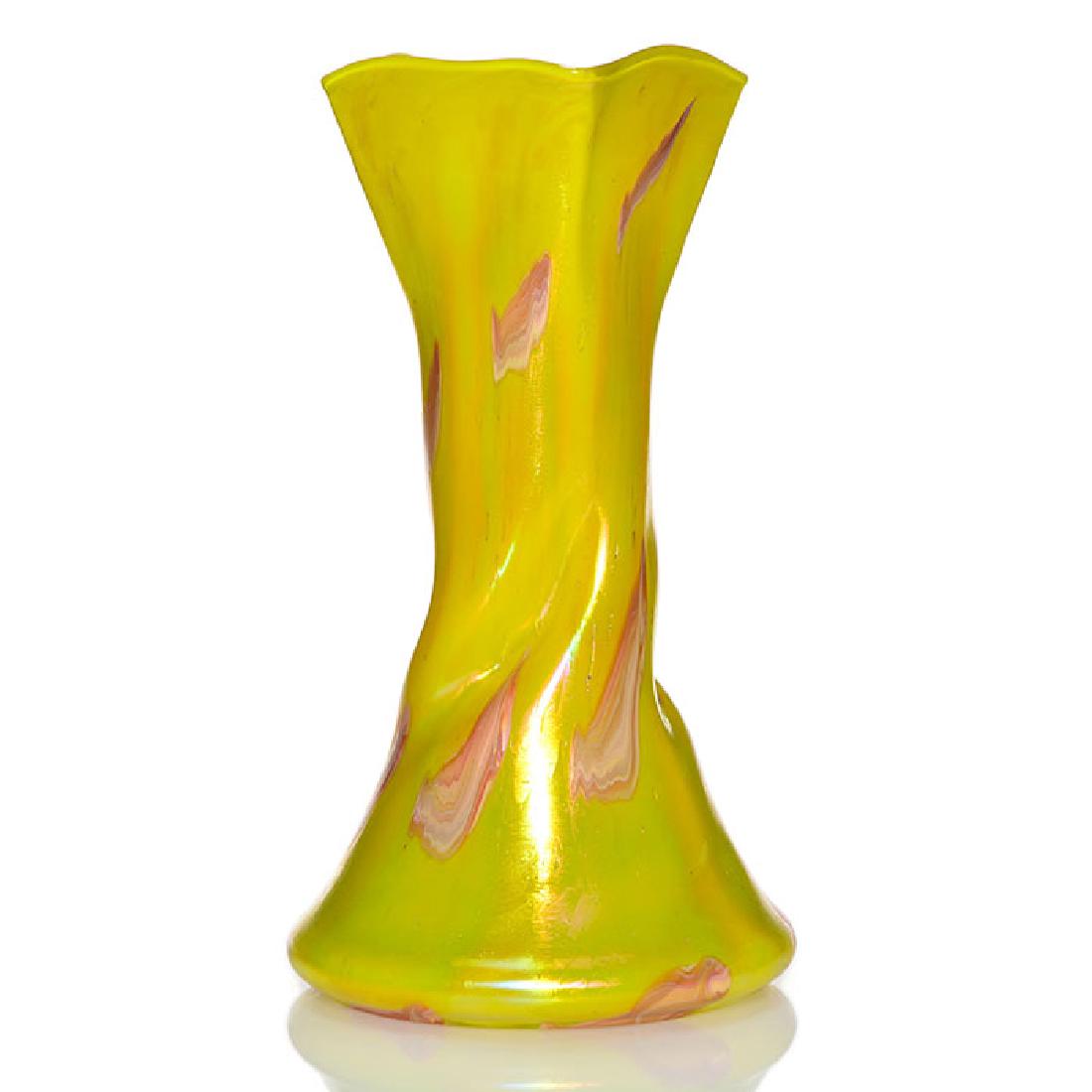 Rindskopf yellow twist vase, scattered design, 13 (1 of 1)