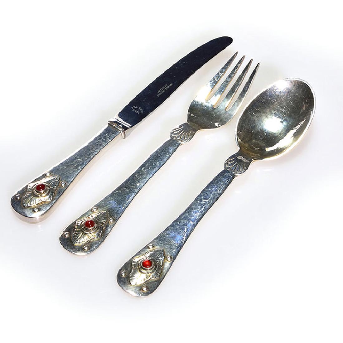Georg Jensen sterling youth flatware, carnelian insets (1 of 1)