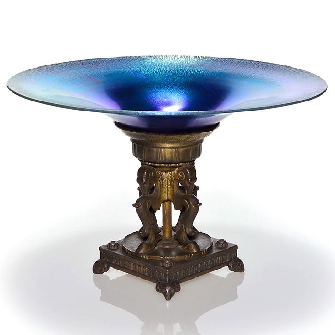 Oscar Bach bronze stand & Lustre Art tazza, 8 X 12 1/2 (1 of 1)