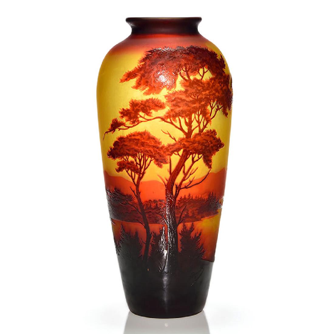 D’Argental cameo scenic vase, 13 3/8 inches, signed (1 of 2)