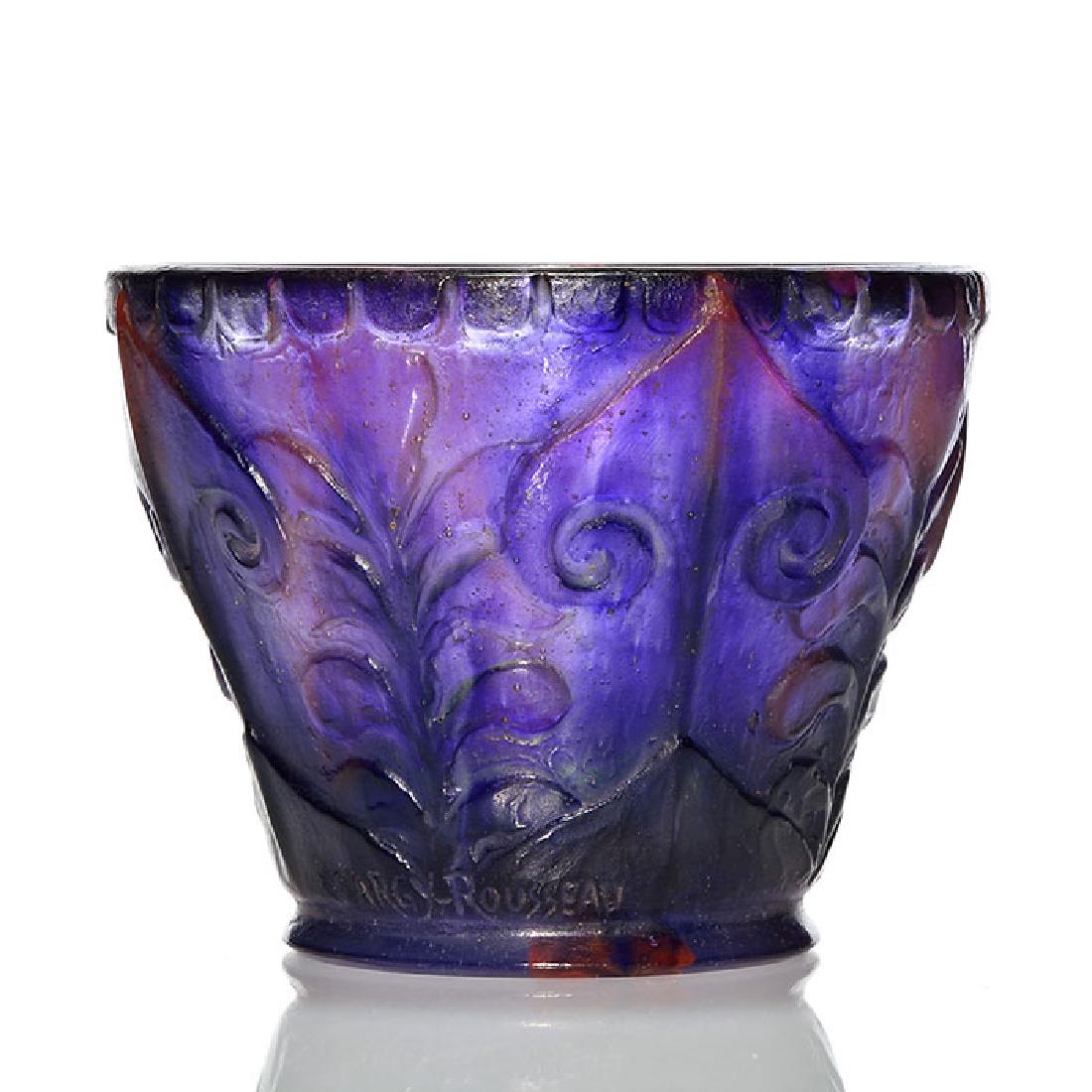 G. Argy-Rousseau pate-de-verre purple vase, 3 X 3 3/4 (1 of 2)