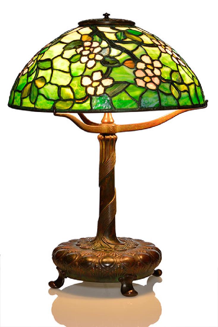 Tiffany Apple Blossom leaded lamp, 23 inches, both