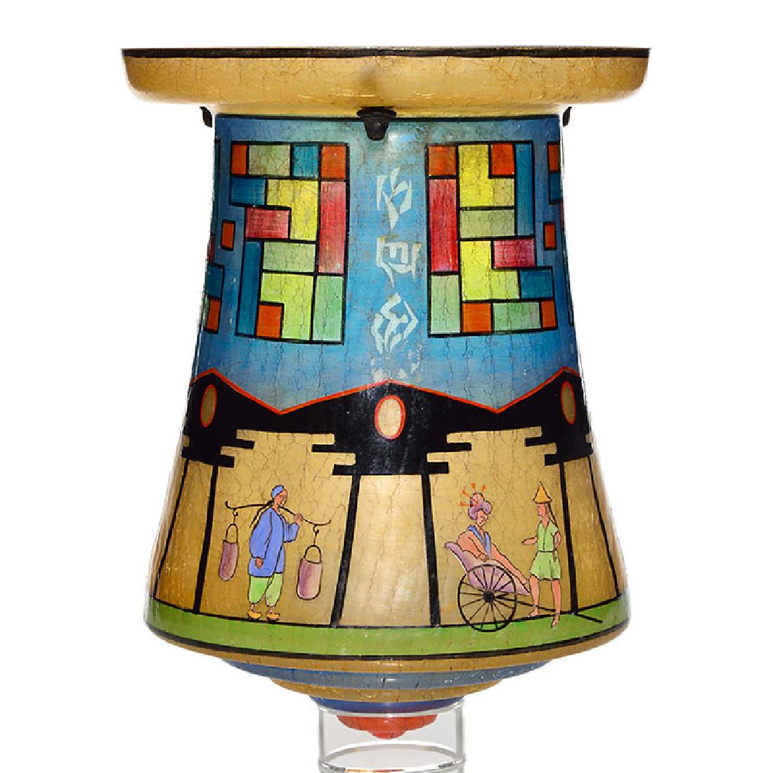 Arts & Crafts hanging candle lantern, Oriental theme, (1 of 2)