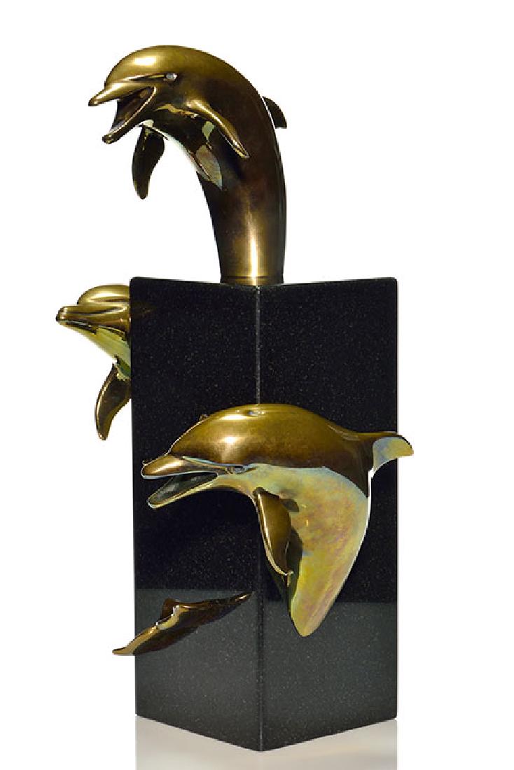 John Jagger bronze & marble dolphin sculpture, 20 1/2 (1 of 3)