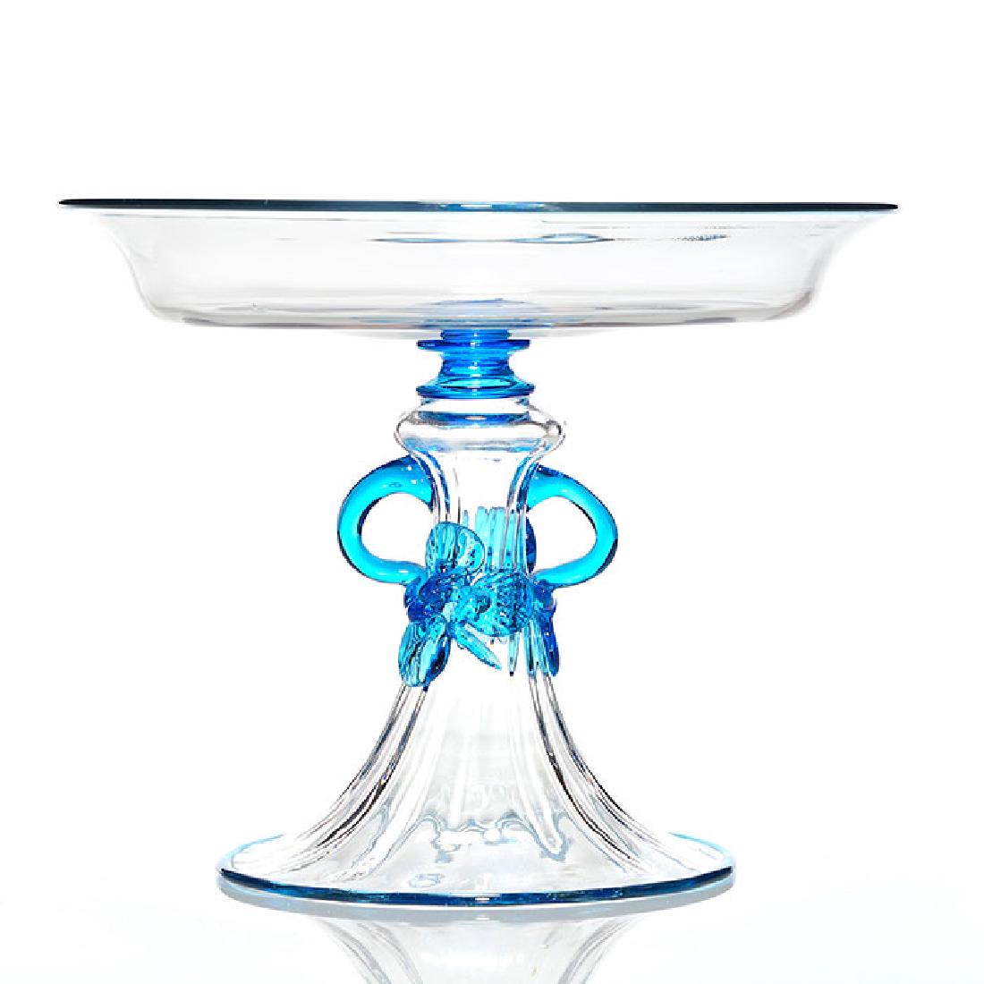 Steuben Mat-Su-Noke compote, 5 1/2X7 inch,Celeste blue, (1 of 1)