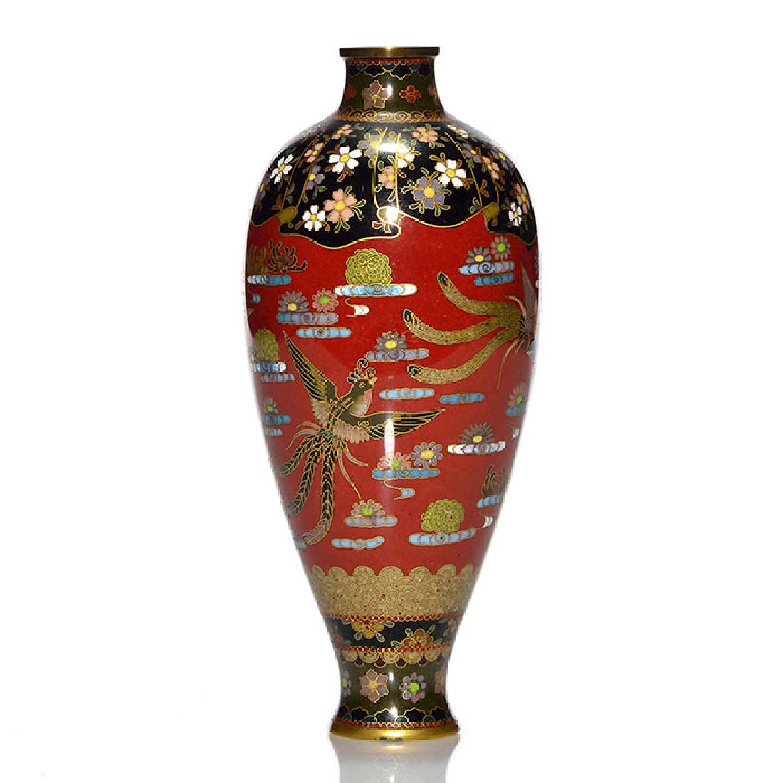 Good Cloisonne’ vase, birds of paradise, 7 1/4 inches (1 of 3)