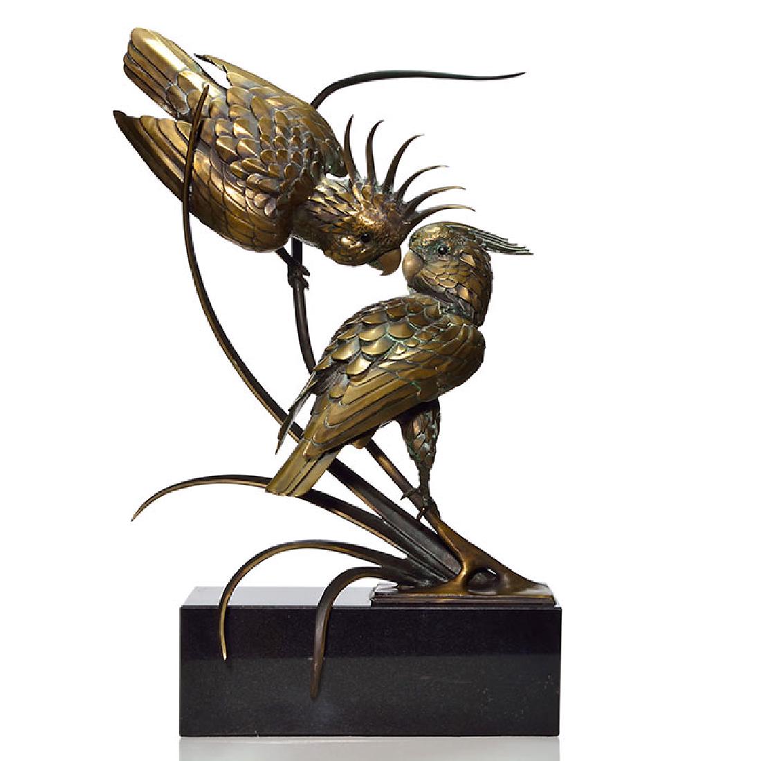 Tim Cotterill bronze, two cockatoos in reeds, 28 (1 of 4)