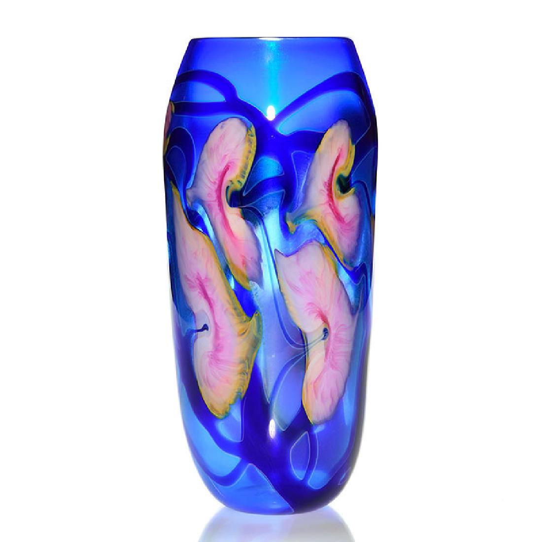 Early John Lotton Multi Flora vase, cobalt blue, 10 3/4 (1 of 1)