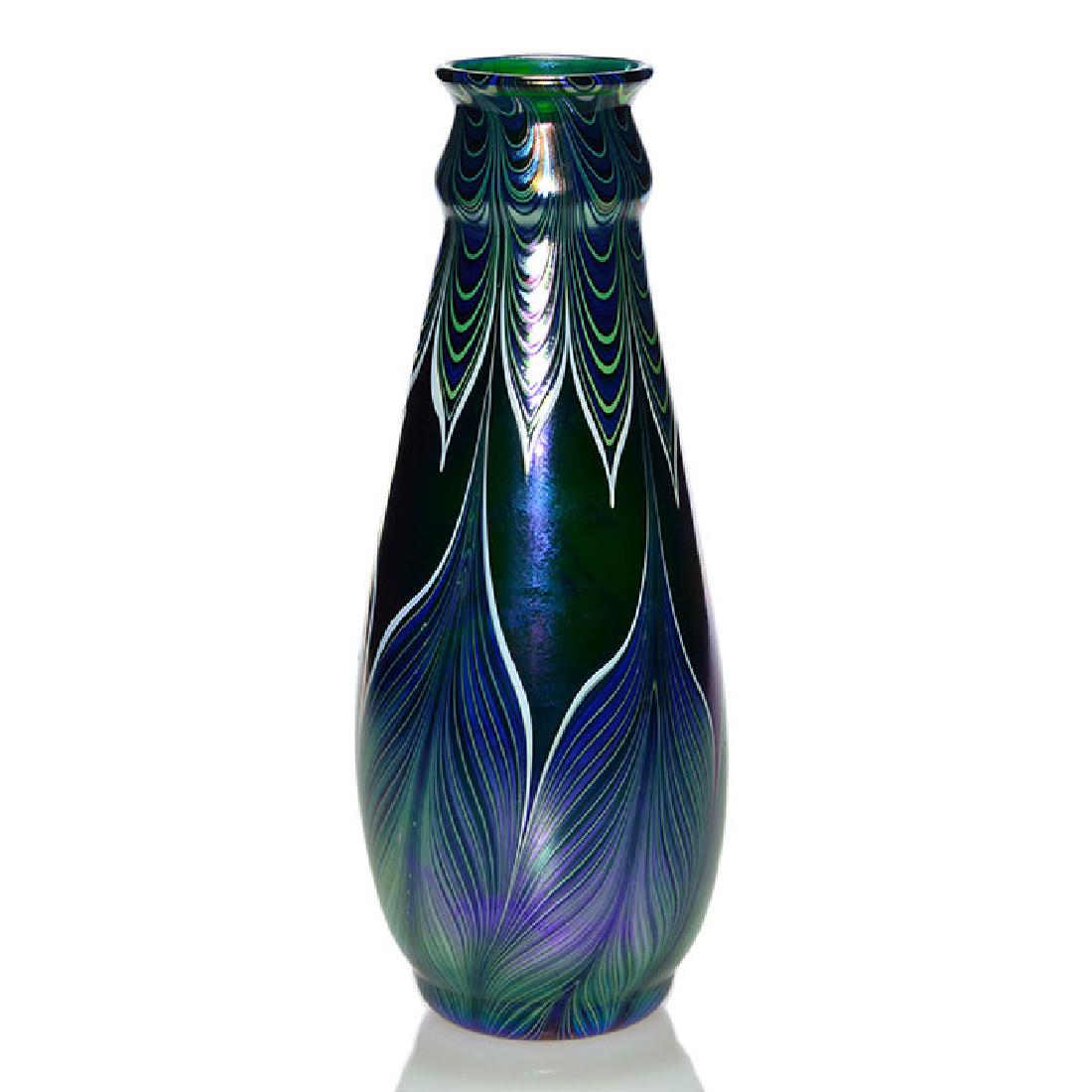 Orient & Flue blue pulled feather vase, 13 1/4 inch, (1 of 1)