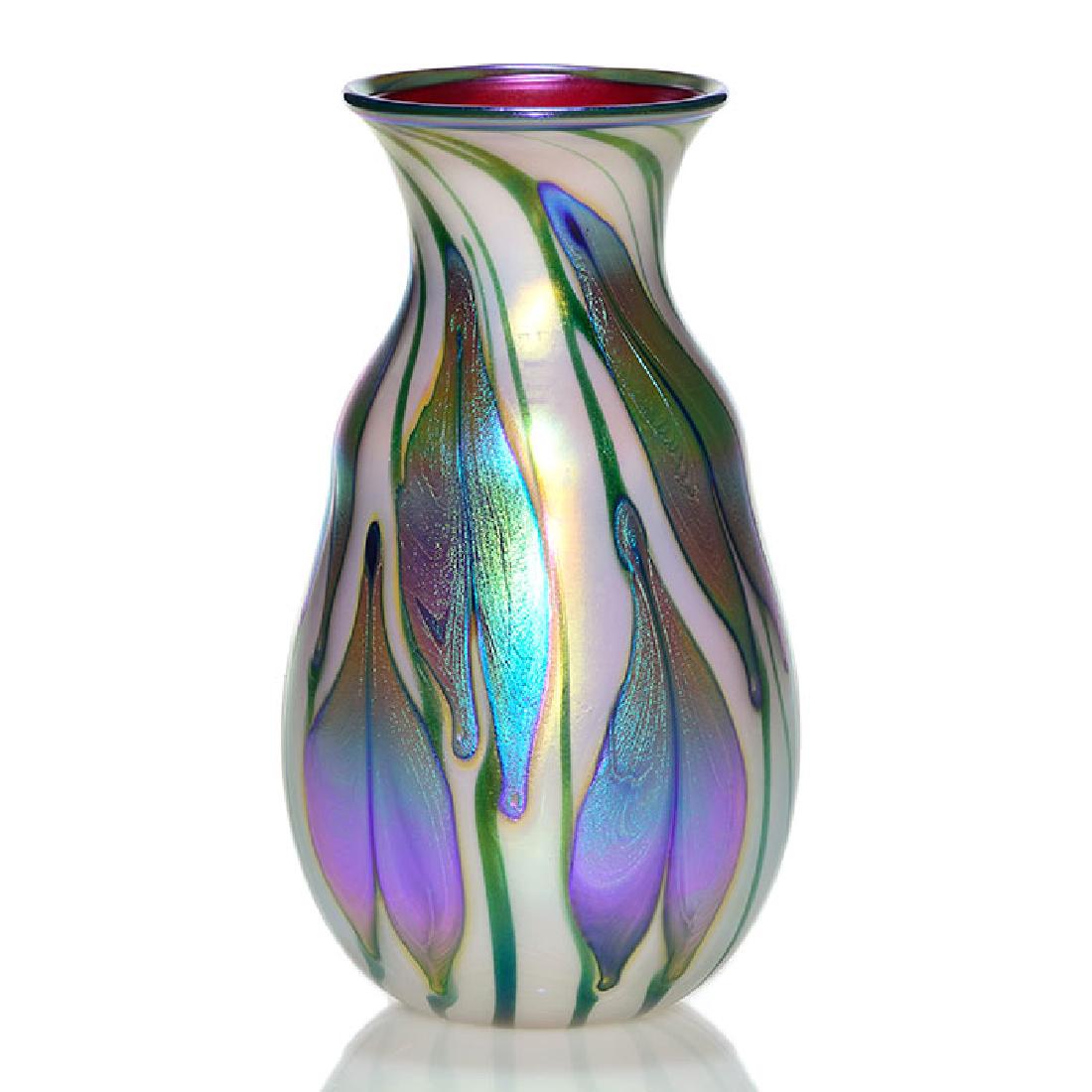 Charles Lotton Opal vase, iridescent leaves, 8 5/8 (1 of 1)