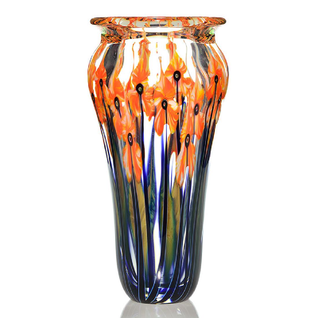 John Lotton Paperweight vase, orange flowers, 13 1/2 (1 of 1)