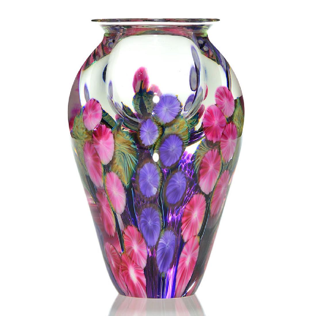 David Lotton Reflective vase, hollyhocks, 2000, 8 3/8 (1 of 1)