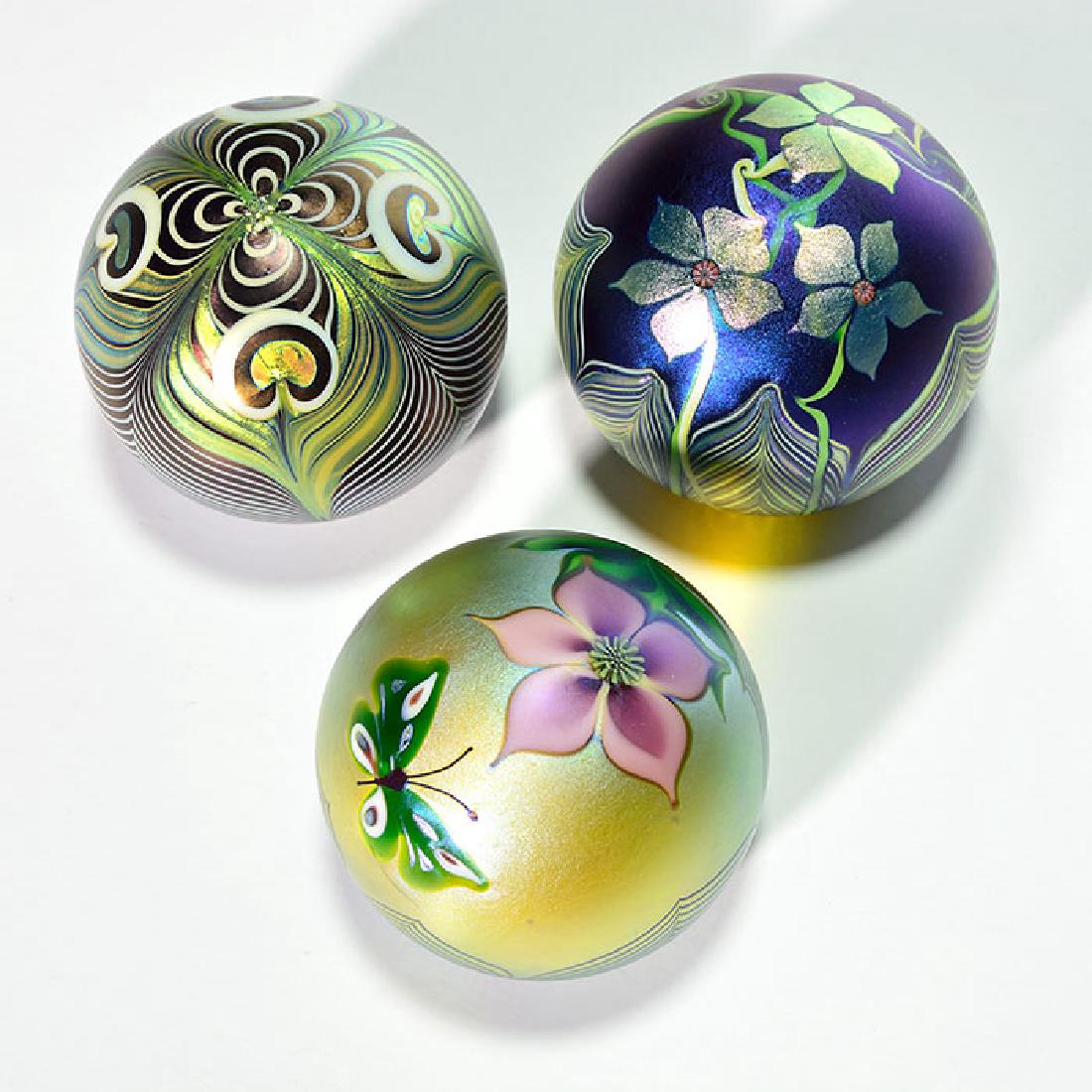 3 Orient & Flume paperweights: peacock, butterfly, (1 of 1)