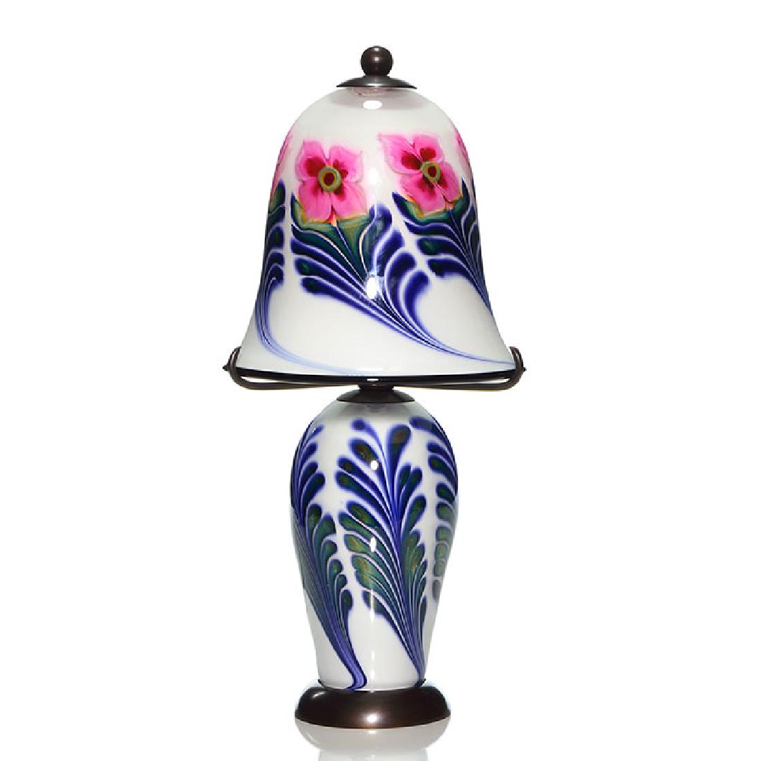 Daniel Lotton lamp, white with ferns & flowers, 15 (1 of 1)