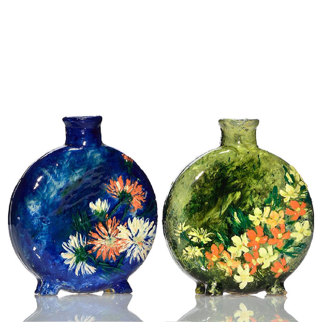 2 Wheatley canteen vases, Limoges style floral, 1880,6 (1 of 1)