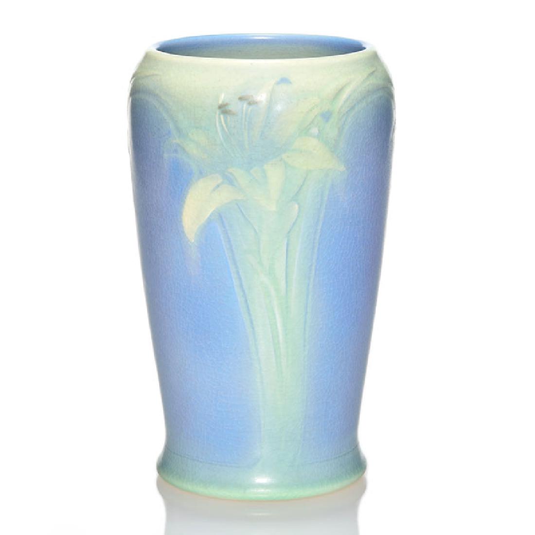Rookwood Carved Vellum vase, Lilies, Sax,1914,1661, 8 (1 of 2)