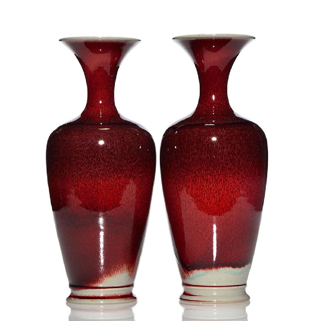 Pair of Rookwood Oxblood vases, 1930, shape 216, 12 1/2 (1 of 2)