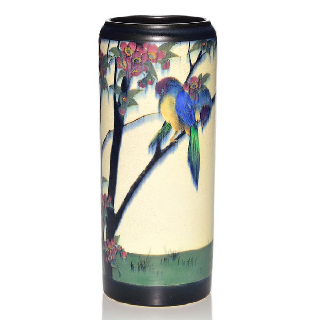 Rookwood Vellum vase, birds, Sax, 1916, 952 C, 11 (1 of 3)