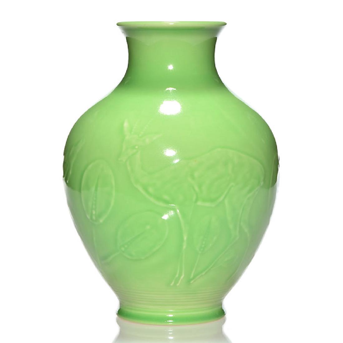 Rookwood production vase, gazelles, 1937, 6050, 11 3/8 (1 of 1)