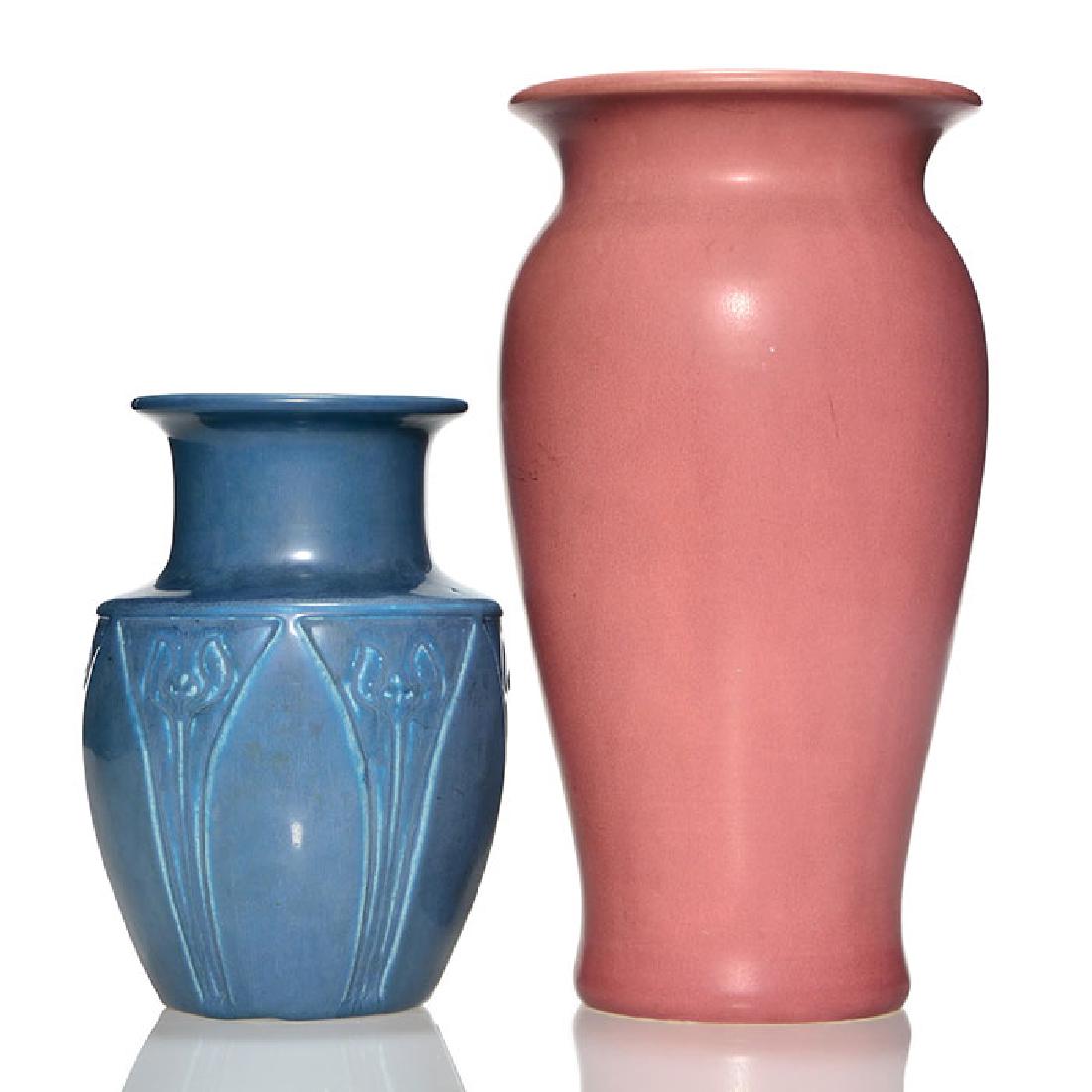 2 Rookwood production vases, mat glazes, tallest 11 1/2 (1 of 1)