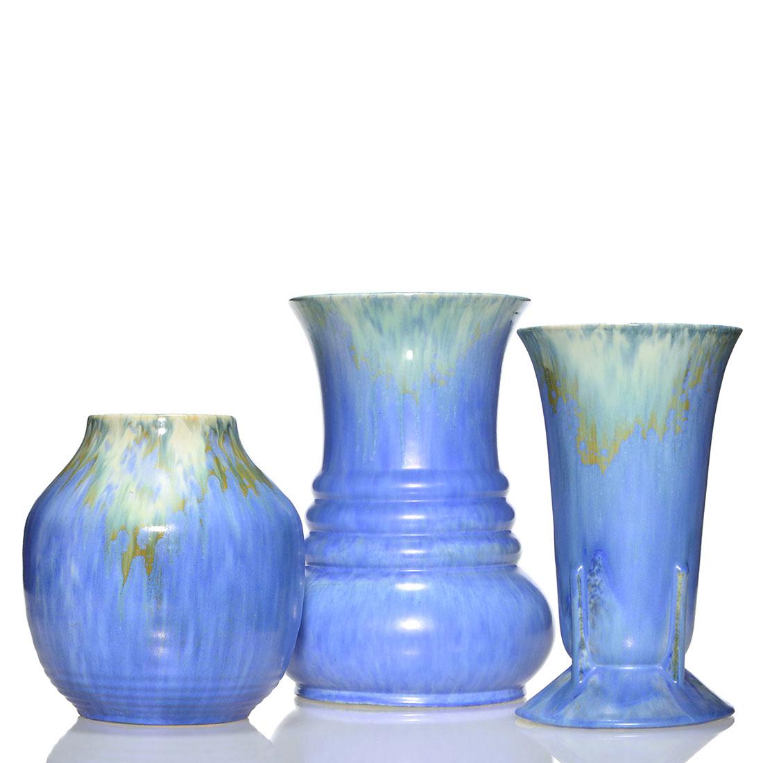 3 Roseville Tourmaline vases, tallest 10 1/8" (1 of 1)