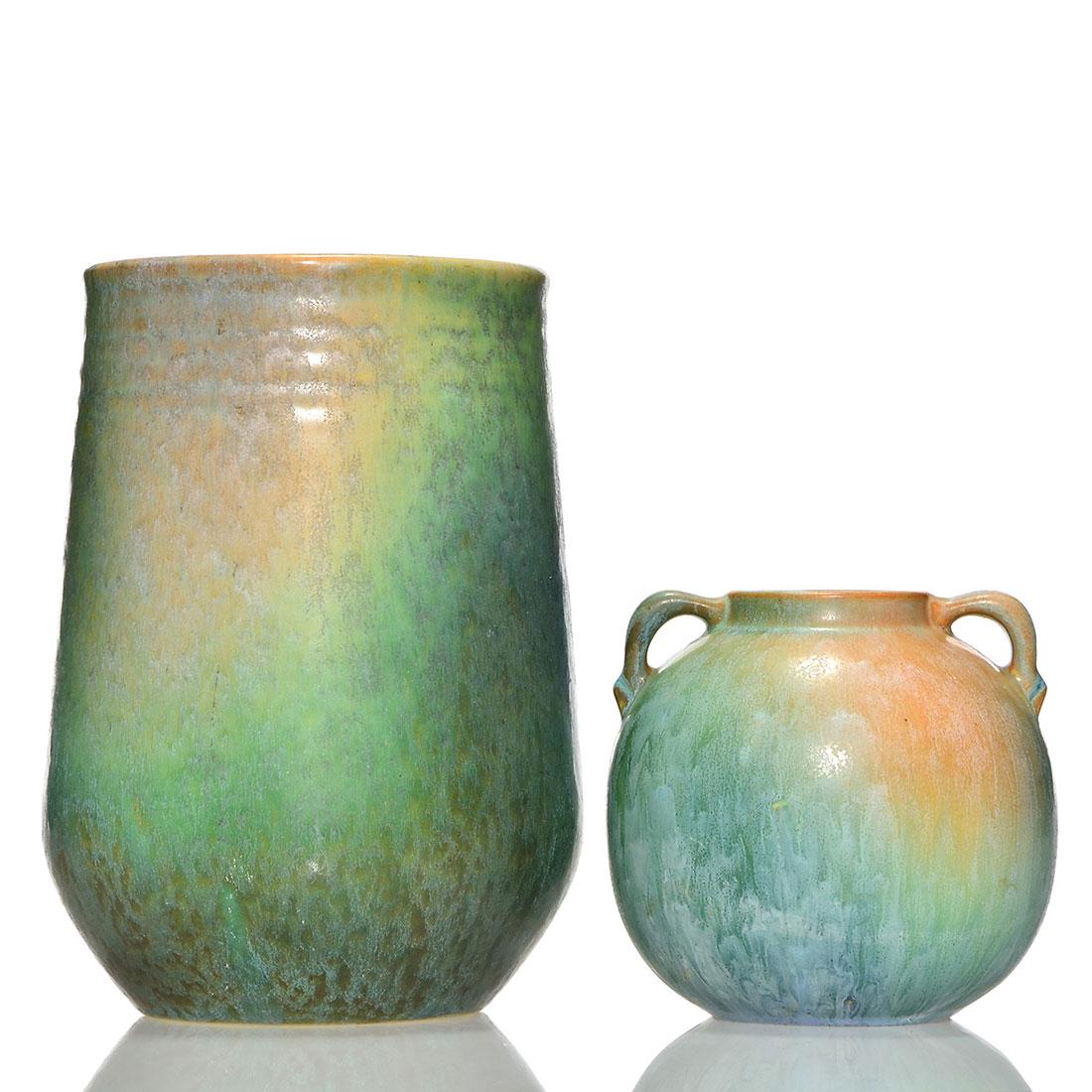 2 Roseville Earlam vase, 520-8" and 516-4 1/2", blue (1 of 1)