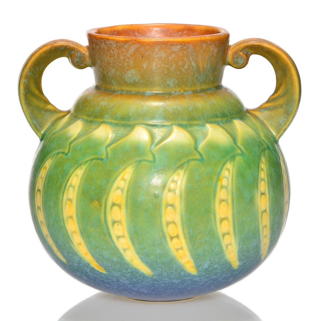 Roseville Falline vase, blue, shape 644-6", 6 1/4 (1 of 1)