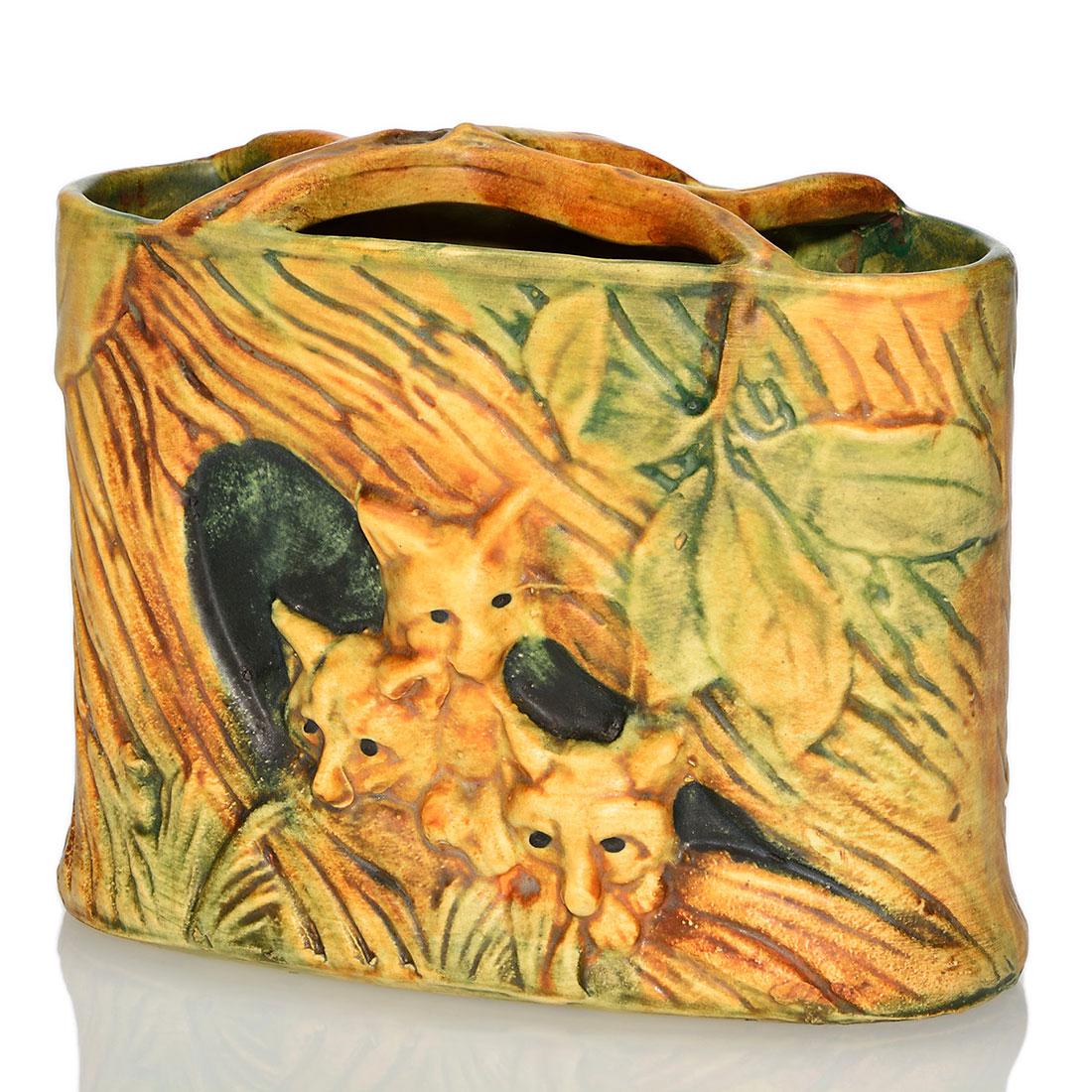 Weller Woodcraft oval fox planter, 5 1/2 x 6 7/8 inches (1 of 1)