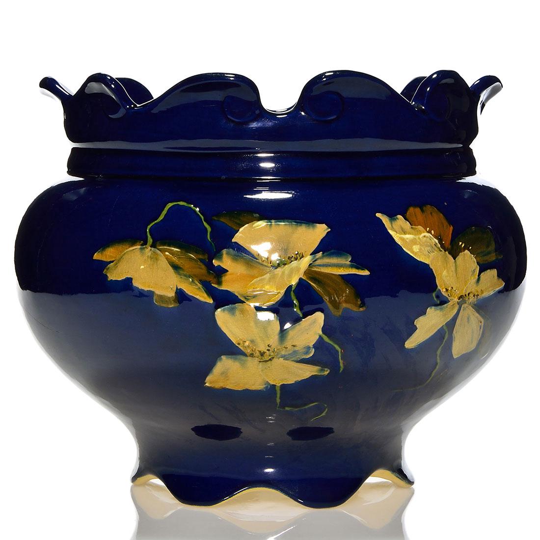 Weller Dickens Ware jard, 0range poppies, 9 3/4 inches (1 of 1)