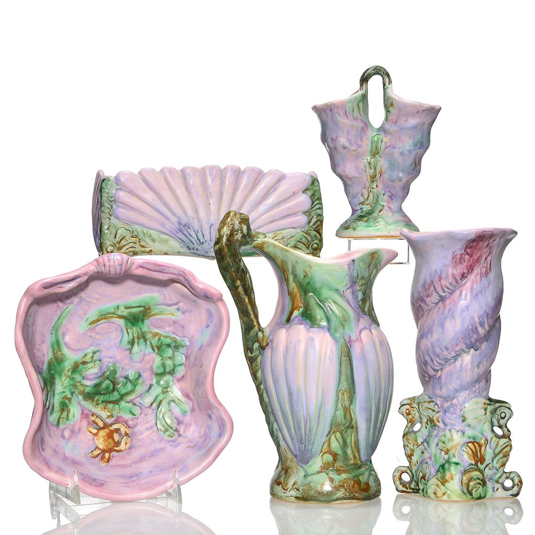 Five Weller Sabrinian items, tallest 10 1/2 inches (1 of 1)