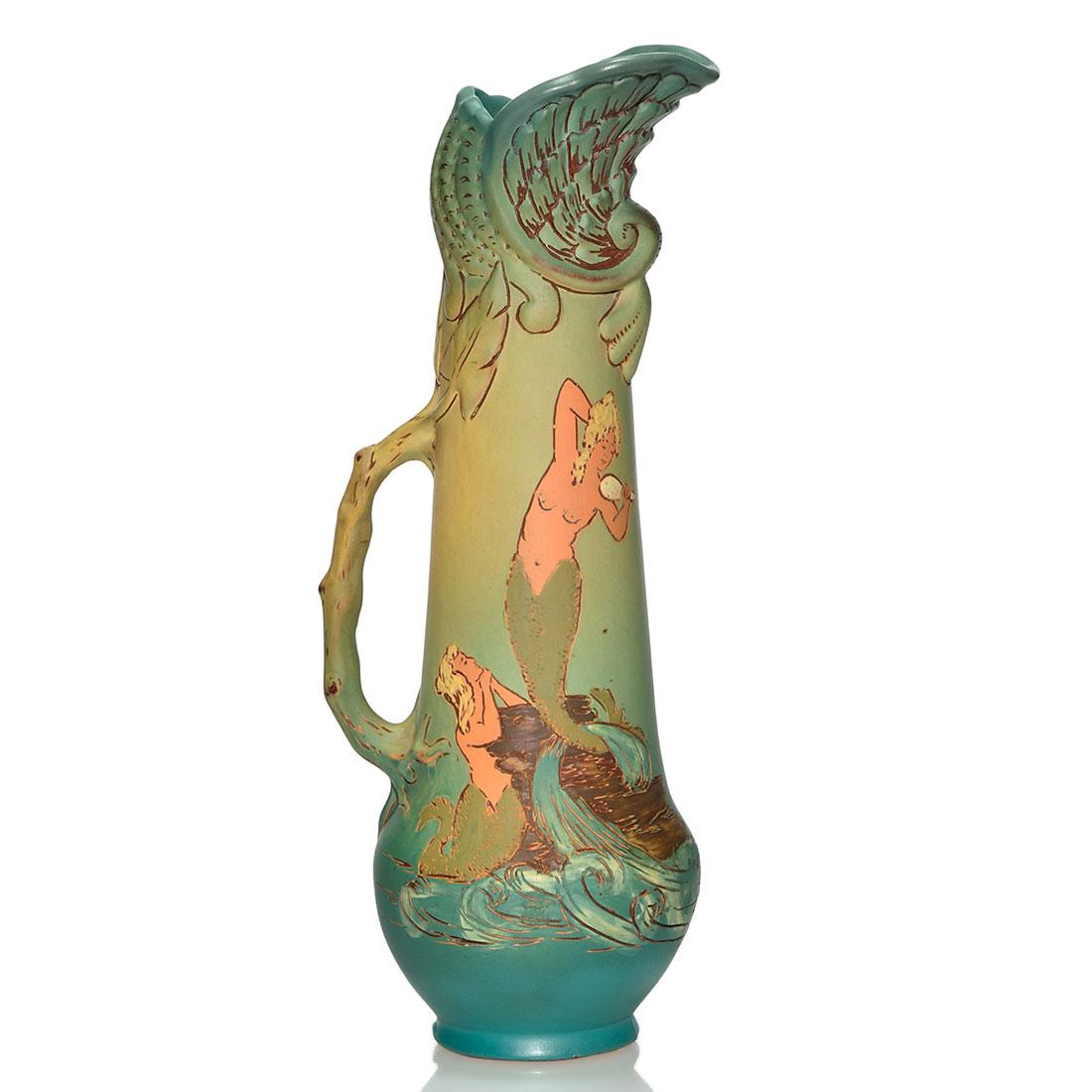 Weller Dickens Ware pitcher,mermaids,Upjohn,1902, 11" (1 of 1)