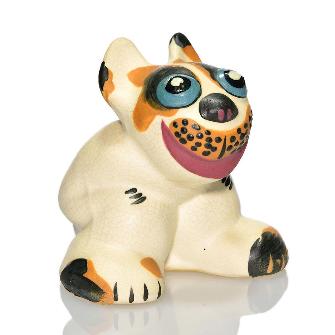 Weller Popeye dog, 4 inches: Weller Popeye dog, unmarked. There is fine overall crazing, otherwise excellent condition. Height is 4 inches.