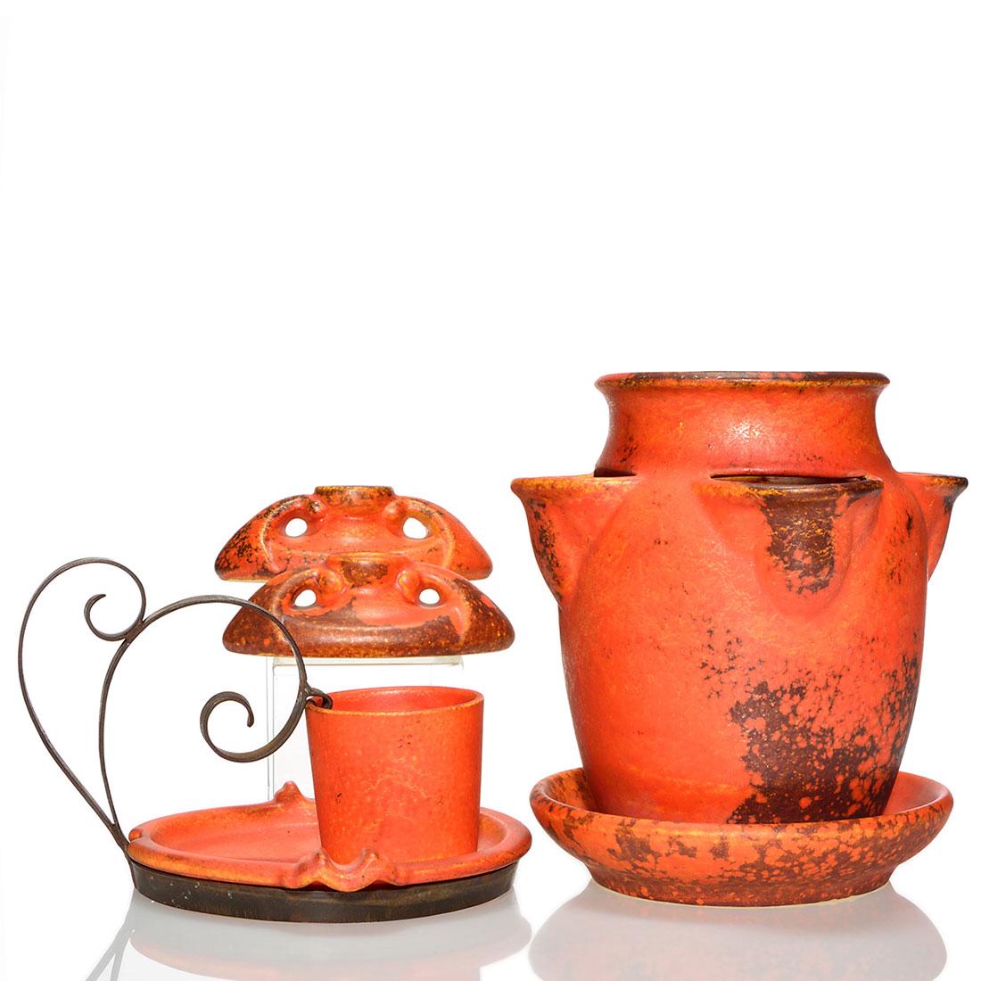 Cowan Pottery lot of 5 in Oriental Red glaze, 7 1/2