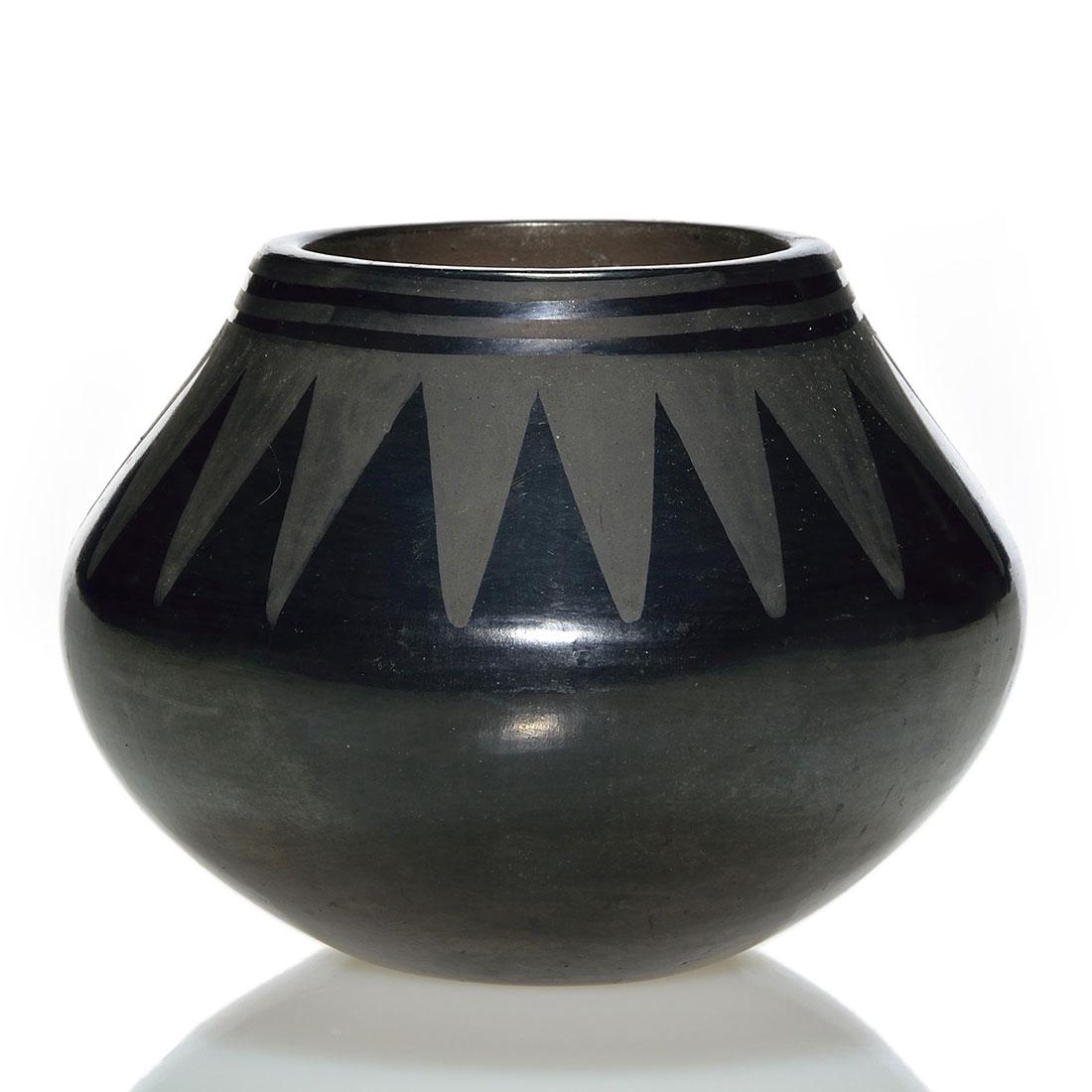Marie Martinez & Julian black vase, 3 3/4" (1 of 4)