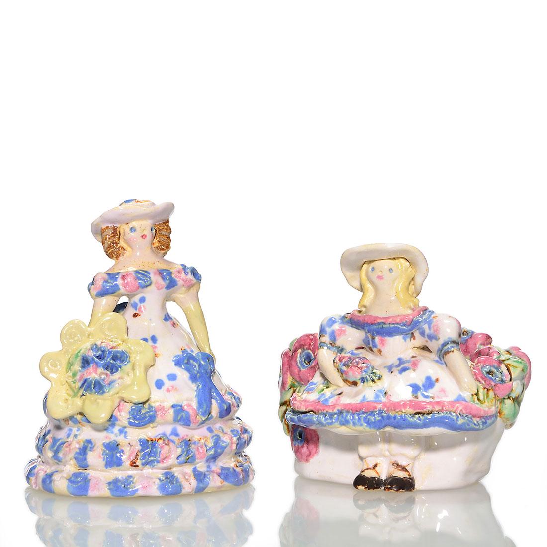 2 Overbeck Colonial Ladies, one a mini planter, 3 3/4" (1 of 1)